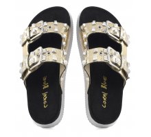 Al 70 Outlet Laminated sandals with studs and buckles F08171824-0267